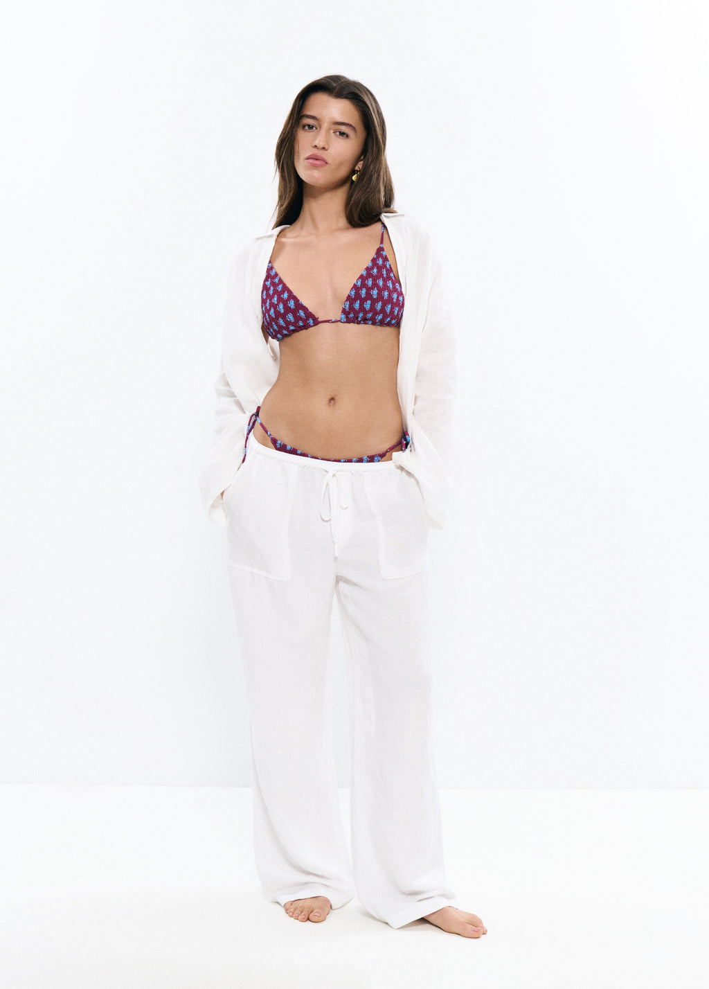 Top triangolare smock stampato