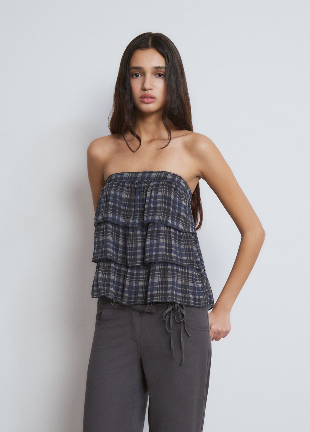 Printed ruffled top