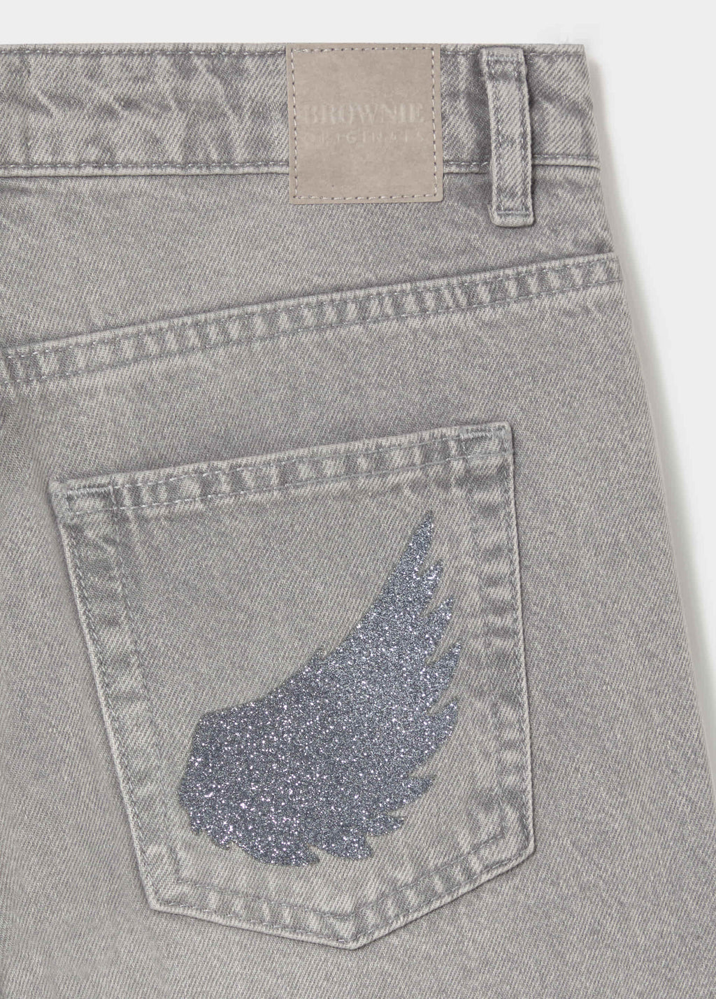 Rechte jeans met glinsterende vleugels
