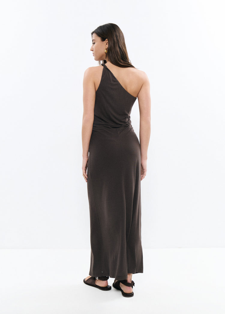 Asymmetric halter dress