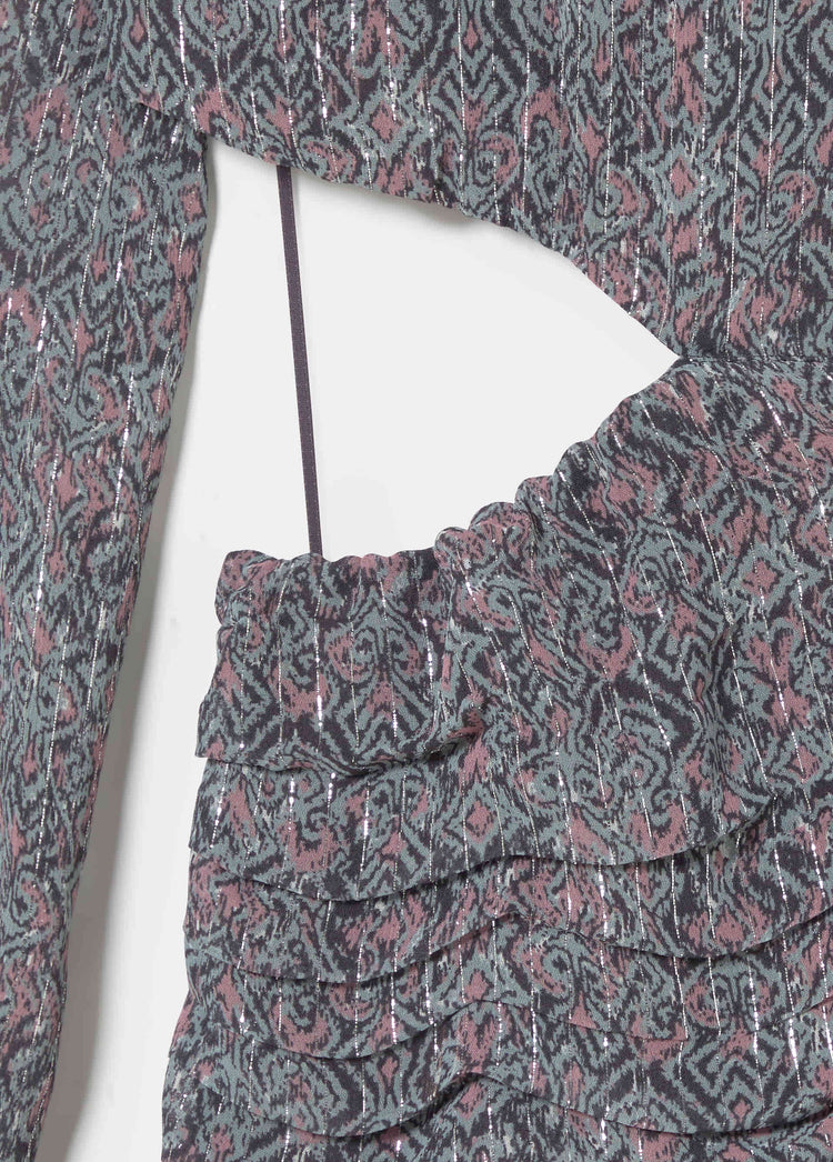 Jurk met cut-out en lurex print