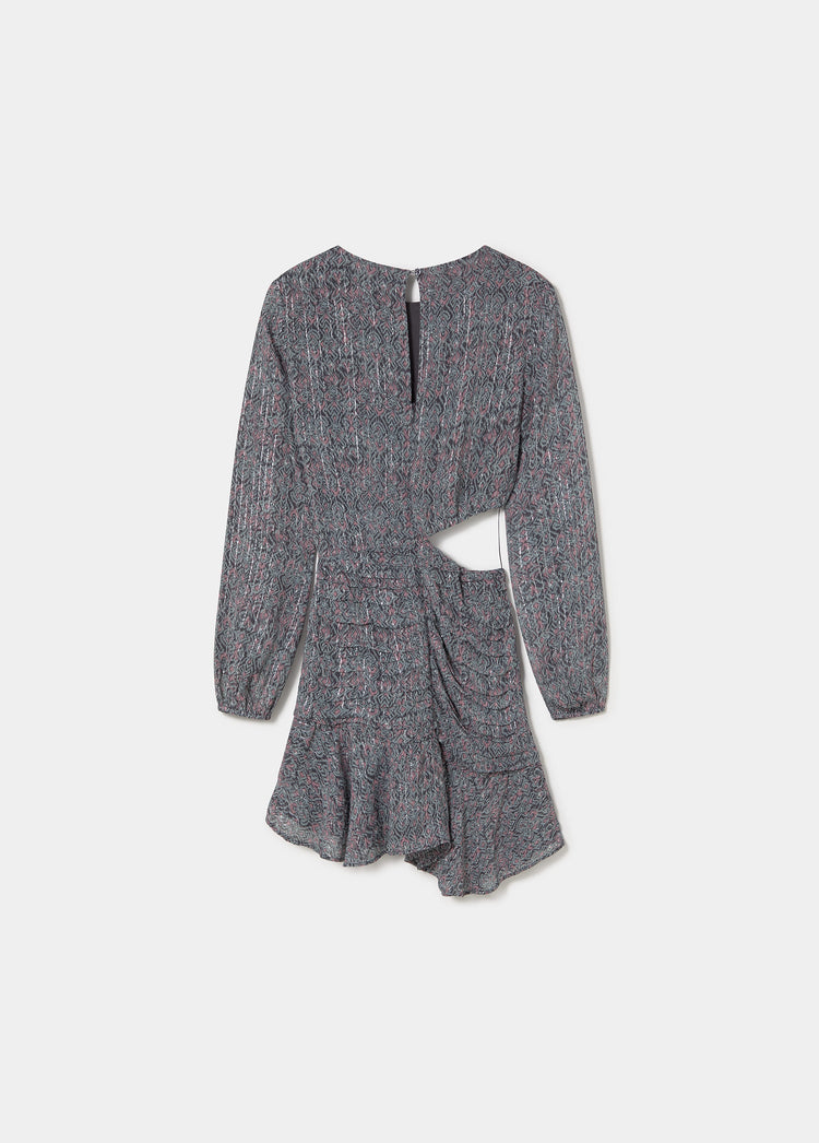 Jurk met cut-out en lurex print
