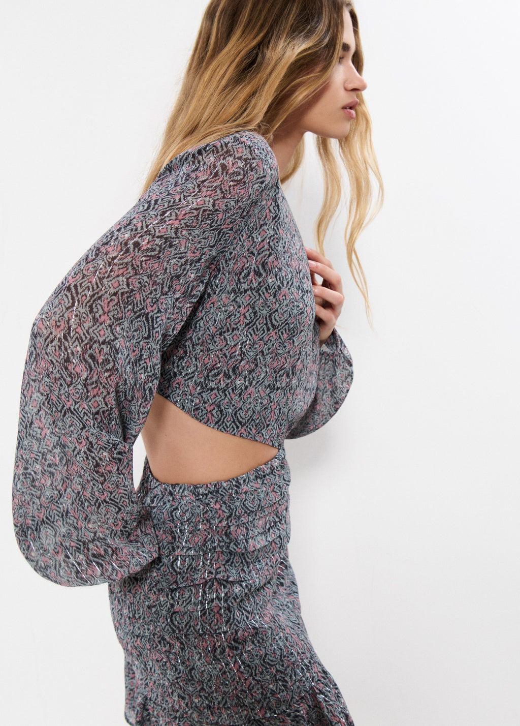 Cut-out dress with lurex print