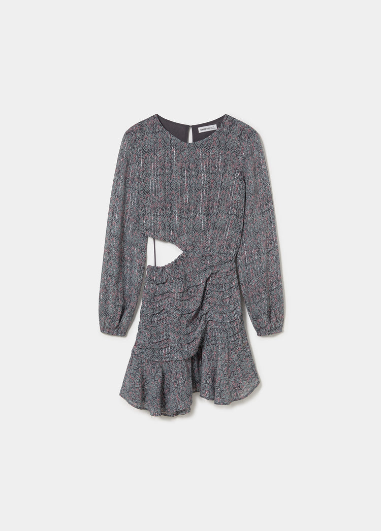 Jurk met cut-out en lurex print