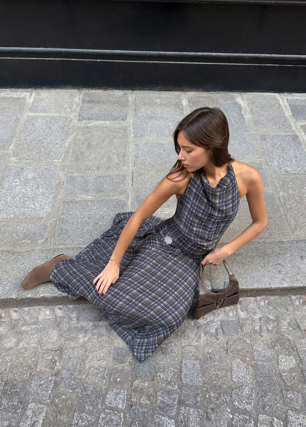 Long printed draped dress