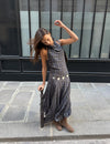 Long printed draped dress